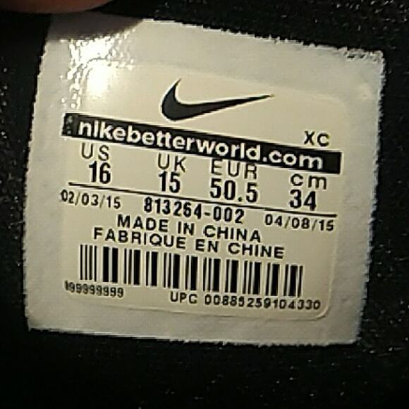 Rare Nike Lebron 2015 Soldier 9 Basketball Shoes Black & White Sz 16 813264-002 - Picture 12 of 12